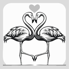 Obraz premium Two Flamingos Forming a Heart Shape image vector isolated on white background.