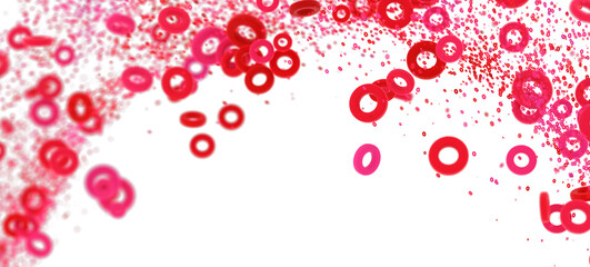 Red rings floating on white background. Perfect for designs needing a modern, abstract feel.