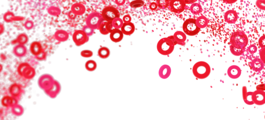 Red rings floating on white background. Perfect for designs needing a modern, abstract feel.