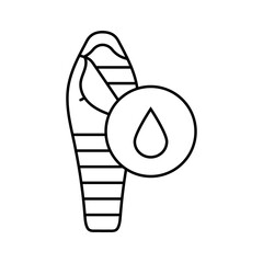 water resistant sleeping bag line icon vector illustration
