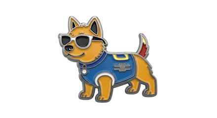 Cartoon dog sheriff with sunglasses isolated on transparent background