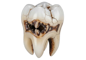 Damaged rotten tooth isolated on transparent background
