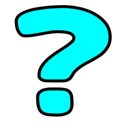 Fresh Cyan Question Mark Icon &ndash; Light and Highly Visible Transparent Illustration