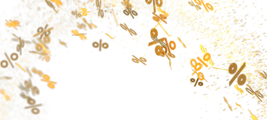 Abstract background with falling golden percentage symbols. Perfect for sales, discounts, and finance.