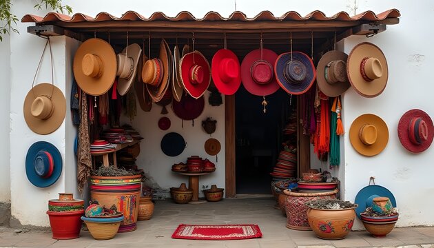 Colorful Hat Shopfront in a Rural Setting