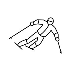 skier downhill position mountain skiing line icon vector illustration