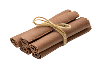 Cinnamon Sticks: A fragrant bundle of cinnamon sticks, tied with twine, offering a close-up view of the aromatic spice, perfect for culinary delights.