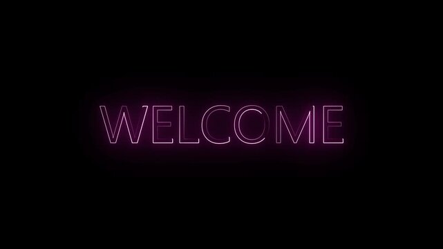 Glowing fire neon sign welcome on black background. Neon welcome signboard. welcome colorful neon 3d modern glowing editable text.