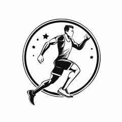 Athlete running marathon logo design vector isolated on white background.