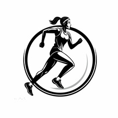 Athlete running marathon logo design vector isolated on white background.