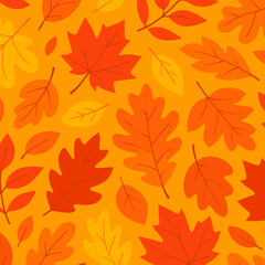 Naklejka premium Autumn Leaves Seamless Pattern: Fall Foliage Background