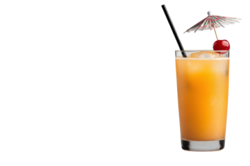 Tropical Delight: A vibrant, refreshing cocktail, garnished with a cherry and a decorative umbrella, beckons with the promise of sun-kissed flavors and pure enjoyment.