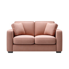 Fototapeta premium Modern Two-Seater Sofa in Soft Pink Upholstery for Stylish Living Room Decor and Furniture Arrangement