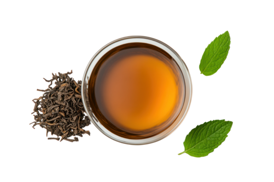 Aromatic Tea Bliss: Experience the soothing embrace of a perfectly brewed cup of tea, complemented by fresh mint, offering a moment of tranquility and refreshment.