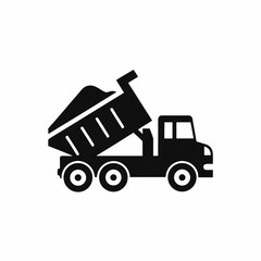 Dump Truck Silhouette Vector Icon Construction Equipment Design.