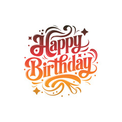 Happy Birthday Typography script lettering with Gradient Effects