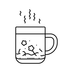 herbal tea mug steam recovery wellness line icon vector illustration