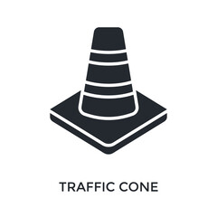 Traffic Cone Icon Glyph Style. Vector Illustration For Graphic Design
