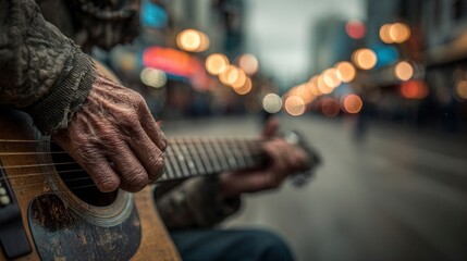 Street musician playing guitar