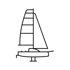 racing yacht sailing sport line icon vector illustration