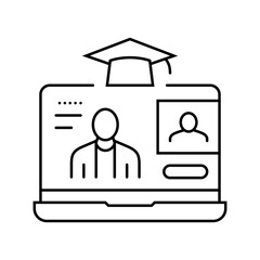 video lecture education platform line icon vector illustration