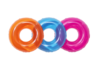 Three colorful inflatable pool rings (1)