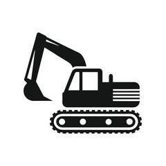 Black excavator icon on a white background digger construction 1
