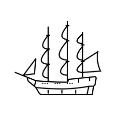 discovery ship geographical discoveries line icon vector illustration