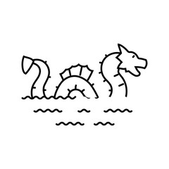 sea monster mythological representation line icon vector illustration