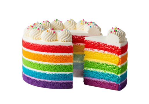Vibrant Rainbow Layer Cake with Creamy Frosting and Sprinkles