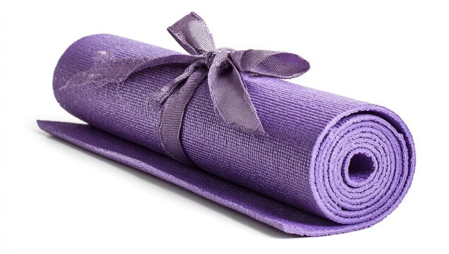 Rolled purple yoga mat
