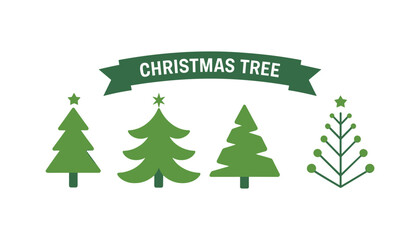 Christmas Tree Icon Set with Modern, Minimal, and Classic Styles – Holiday Decoration Elements for Seasonal Design and Celebration.