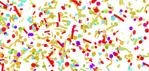 Bright and cheerful confetti falling on white. Perfect for party invitations, banners, and festive designs.