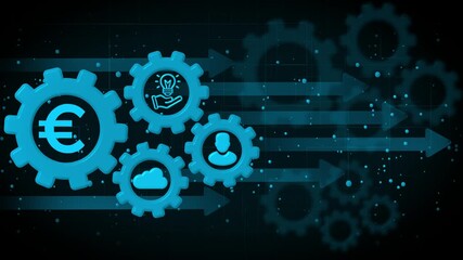 Euro Currency Gear System Innovation Idea Cloud Computing Human Resources Business Process - Powered by Adobe