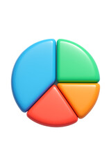 3D Business Analytics Pie Chart Isolated on a Transparent Background