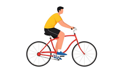 Fototapeta premium Man riding bicycle vector illustration for cycling exercise and healthy lifestyle design concept art on transparent background
