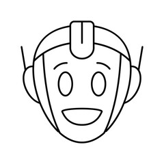 robot face smile social robotics line icon vector illustration