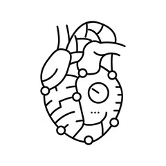 robot heart social robotics line icon vector illustration
