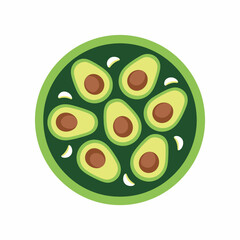 Obraz premium Delicious Avocado Salad with White Garlic Illustration on Green Plate Healthy Food Concept Fresh Ingredients Ready to Eat