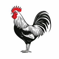 Rooster Standing Image Vector Illustration isolated on white background.