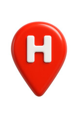 Obraz premium 3D Hospital Location Pin Isolated on a Transparent Background