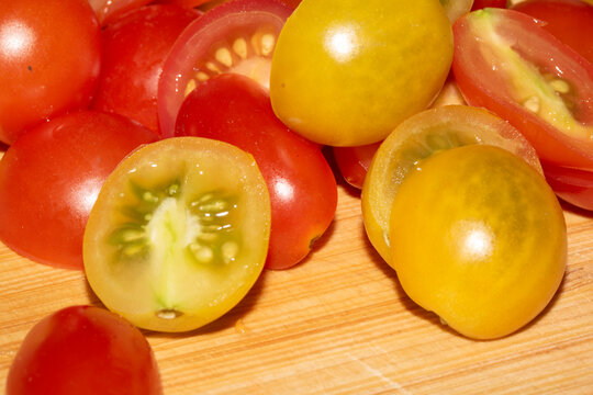 Close up of fresh finely chopped tomatoes red and yellow - Powered by Adobe