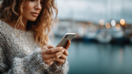 close-up hands holding a smartphone