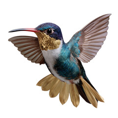 Fototapeta premium Stunning Hummingbird in Flight With Vibrant Colors and Intricate Feather Details Captured in High Resolution