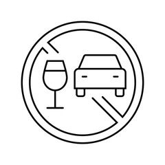 drunk driving car driving obstacles line icon vector illustration