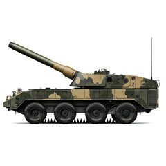 Destroyer military vehicle side view isolate on transparent background