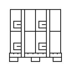 pallet box cardboard packaging line icon vector illustration