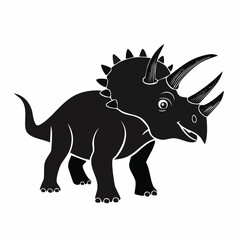 Black and white Protoceratops Dinosaur Standing image vector isolated on white background.