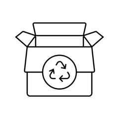 reusable box cardboard packaging line icon vector illustration
