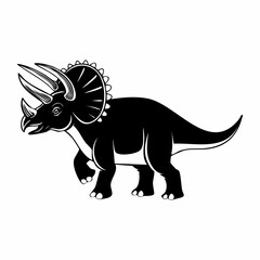 Black and white Protoceratops Dinosaur Standing image vector isolated on white background.